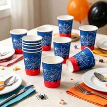 10/20/40pcs Red And Blue Spiderweb Party Cups, Suitable For Both Hot And Cold Drinks, Large 9-Ounce Capacity, Ideal For Birthday Parties, Spider-Themed Parties And Halloween Events - Red and Blue Spider Web - View 6