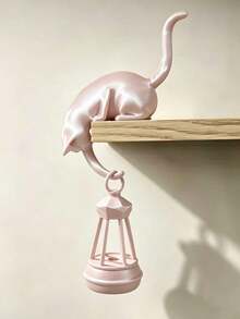 Cat Shelf Hook With Vintage Lantern, Bookshelf Decor, Cat With Lantern Shelf Decor, Whimsical Cat Shelf Accent For Bookcases &Reading Nooks A Vintage-Style Library Lantern Adds Character Decorative Bookshelf Light For Keys Desk Edge Bookshelf. - Regular Model - View 9