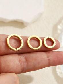 1 Pc 18K Gold-Plated Stainless Steel Round Spring Clasp Connector, Suitable For Making DIY Necklaces, Bracelets, And Keychains - Pendants - View 3