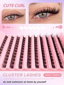 200pcs C-Curl Single Cluster False Eyelashes, Cat Eye Effect, Segmented Single Lash, Single Lash Extension - C - View 5
