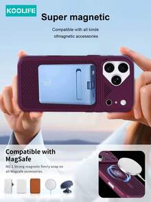 KOOLIFE 1pc Mixed Hard PC Backplate Soft TPU Frame Phone Case, Skin-Friendly Touch Coating, Unique Large Lens Viewport, Snowflake Vortex Hollow Heat Dissipation, Supports Magnetic Wireless Charging, Full Coverage Shockproof Protective Case, Compatible With IPhone 18 Pro Max, 17, 17 Pro Max, 16 Pro, 15 Pro Max, 13 Pro, 15, 14, 14 Pro, 13 - Cherry Red - View 4