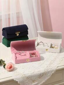 Portable Velvet Mini Jewelry Box, Fits Easily In Bag, Perfect For Travel And Storing Rings, Earrings, Pendants, Etc., Jewelry Box - 1 - View 2
