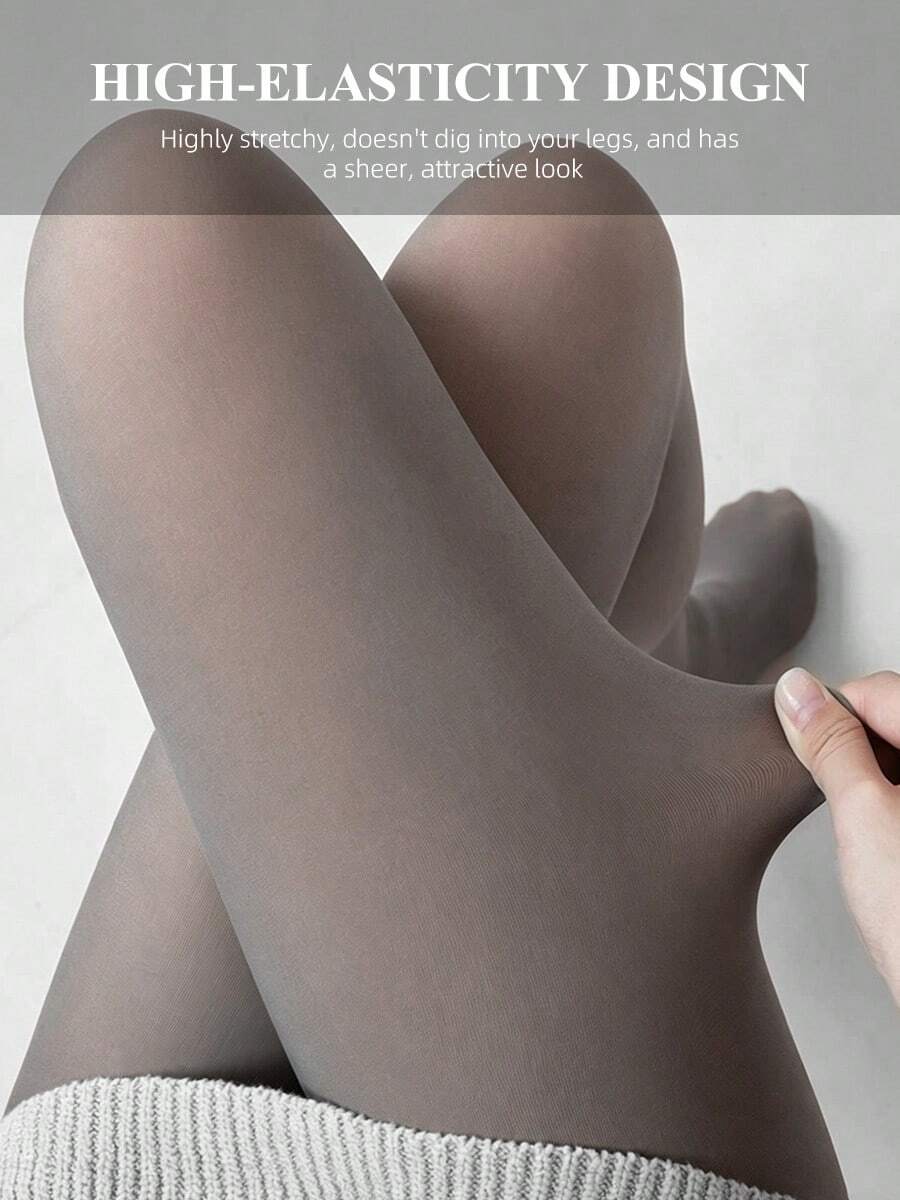 女款淺灰色霧面透膚褲襪,無縫均勻膚色,高彈性防勾紗,適合辦公套裝通勤的小眾極簡修身褲襪 - 灰色 - 查看 1