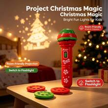 1pc Kids Christmas Projection Flashlight, 24 Patterns 2-In-1 Projection Flashlight, Santa Claus Christmas Slide Projector, Educational Toy, Christmas Stocking Filler Gift, Suitable For Children - Multicolor - View 3