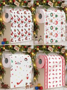 1 Roll Christmas Toilet Paper, Christmas Print Paper Towels, Santa Claus, Reindeer, Snowflake Patterns, Multi-Layer Folded Continuous Roll, Merry Christmas Home Decor, Christmas Decoration, Home Decor, Bathroom Decor, Kitchen Decor - Christmas - View 3