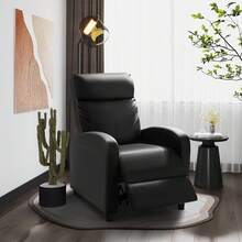 Recliner Chair, Recliner Sofa PU Leather For Adults, Black Recliners Home Theater Seating With Lumbar Support, Reclining Sofa Chair For Living Room - Black - View 8