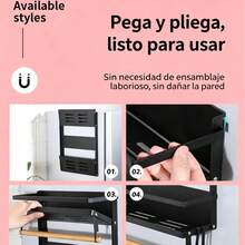 Estante de almacenamiento de cocina de metal multifuncional - Estante de almacenamiento lateral magnético, apto para refrigerador y lavadora - sin necesidad de perforar, organizador de especias montado en la pared, Estante organizador lateral de refrigerador - 1 - Ver 6