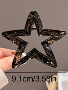 2 piezas/1 pieza Pinza de pelo de plástico ligero con forma de estrella de 9 cm/3.54 pulgadas en color negro y té para mujer, accesorio de pelo elegante y versátil de unicolor minimalista para uso diario, salidas, casual, fiesta, playa, vacaciones, coleta, peinado recogido, lavado de cara, baño, maquillaje, combinación de atuendos, pinza de pelo - Multicolor - Ver 3