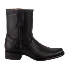 Fratello Shoe Store Fratello Botas Vaqueras en Piel de Venado Color Café para Hombre FRANCO, Tacón de Bloque, Cierre con Cremallera, Punta Estilizada - Café integral - Ver 3