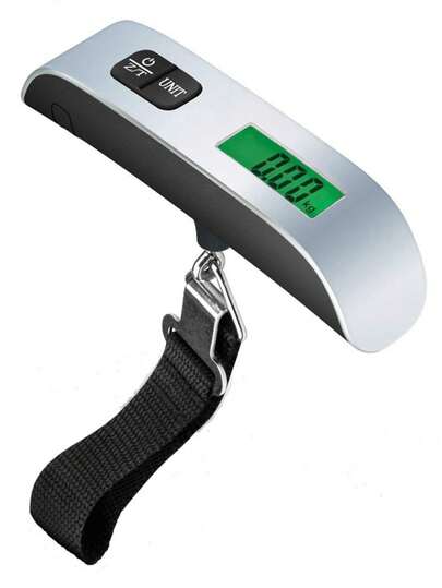 Báscula electrónica portátil de 110lb/50kg con pantalla LCD, adecuada para equipaje, maletas colgantes, bolsos, etc., se puede utilizar como herramienta de pesaje de equipaje