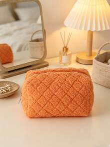 1pc Japanese Minimalist Soft Makeup Storage Bag, Solid Color Soft Fabric Cosmetic Bag Set, Casual Style Suitable For All Seasons, Women's Daily Travel Bathroom Toiletry Storage Bag, Home And Outdoor Universal - Multicolor - View 14