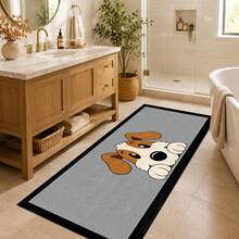 1pc, Cartoon Puppy Pattern Printed Faux Cashmere Kitchen Mat, Absorbent Kitchen Floor Mat, Kitchen Rug, Long Strip Foot Mat, Sink Front Mat, Suitable For Kitchen, Bathroom, Entryway, Hallway, Laundry Room And Home Decor - Multicolor - View 5