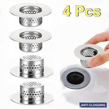 4pcs Bathroom Sink Strainer Set, Suitable For Bathtub Drain And Washbasin, Can Filter Hair, Suitable For Laundry Room And RV Sink, Stainless Steel Material, Fits 1.25 Inch To 1.3 Inch Hole Diameter - Silvery - View 3