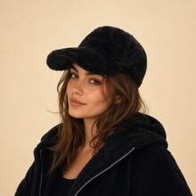 Women's Casual Solid Color Plush Baseball Cap, Windproof Warm Baseball Cap For Autumn/Winter, Versatile For Daily Wear - Plush - View 8