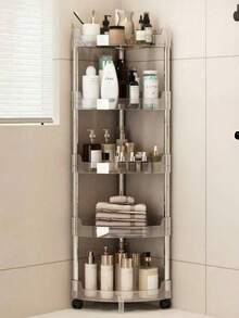 1pc Multifunctional Bathroom Storage Rack, Transparent Corner Shelf, Floor-Standing Toilet Vanity Organizer, Narrow 3-Tier Rack For Kitchen, Bathroom Accessories, Room Decor Bathroom Accessories - Multicolor - View 8