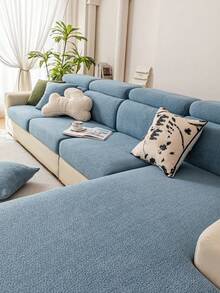 1 buah Sarung Sofa Bulu Domba Teddy Warna Polos, Elastis, Hangat dan Nyaman, Gaya Minimalis Ins, Ramah Hewan Peliharaan, Dapat Dicuci dengan Mesin, Pelindung Sofa Universal Sepanjang Musim, Cocok untuk Sofa Bentuk L, Sofa 1/2/3/4 Dudukan, Sarung Sofa untuk Ruang Tamu, Kamar Tidur, Ruang Belajar - Biru - View 2