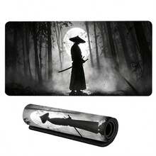 1 Swordsman Large Gaming Mouse Pad, Black Silhouette Extended Desk Mat, Office Desk Accessory Non-Slip Stitched Edge Computer Pad, Rubber Base Laptop Keyboard Pad, Durable Spill-Proof For Home Office Gaming - View 8