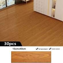 [PVC Floor Stickers]30pcs PVC Faux Wood Floor Stickers, Self-Adhesive Waterproof Wood Grain Floor Stickers, Easy To Modify, Suitable For Living Room, Bedroom, Kitchen, Hallway Tile Floor Renovation And Home Decor. - Floor Stickers - View 13