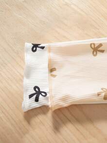 2pcs/Pack Atasan Rajut Lengan Panjang Kerah Renda Pita Kasual Modis untuk Anak Perempuan Remaja, Musim Semi/Gugur - MultiWarna - View 5
