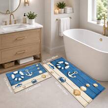 1pc Nautical Pattern Printed Faux Cashmere Kitchen Mat, Absorbent Kitchen Rug, Kitchen Floor Mat, Long Runner Mat, Sink Front Mat, Suitable For Kitchen, Bathroom, Entryway, Hallway, Laundry Room And Home Decor - Multicolor - View 15
