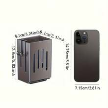 1pc Kitchen Multi-Function Chopstick Holder Storage Rack, Wall-Mounted No-Drill Chopstick Draining Rack, Home Kitchen Utensil Storage Rack, Home Storage & Organization Supplies, Kitchen Accessories - Grey - View 12