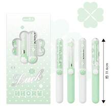 4pcs Mulo Lucky Four-Leaf Clover Rotating Neutral Pens, Natural Green Cartoon Pocket Pens, 0.5mm Black Ink Refill, Lucky Four-Leaf Clover Theme Design, Fresh Natural Green Color Scheme, Healing Cartoon Appearance, Refreshing And Eye-Catching, 0.5mm ST Pen Tip, Even And Smooth Ink Flow, Fluent Writing, Clear And Neat Handwriting, Rotating Ink Core Structure, Twist Pen Body To Extend Ink Core Without Cap - A - View 8