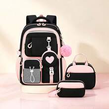3pcs Fashion Backpack Handbag Portable Small Bag Set, With Pom Pom Pendant, 15.6 Inch Laptop Backpack, Large Capacity Multi-Compartment Casual Backpack, Outdoor Beach Camping Travel Bag With Trolley Sleeve - Sets - View 9