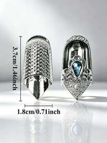 Vintage Rhinestone Sewing Thimble, Retro Relief‑Carved Finger Guard With Non‑Slip Inner Dots, Wear‑Resistant Finger Protector For Hand Quilting, Embroidery And Daily Needlepoint Work - Silver - View 10