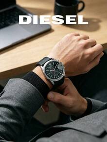Diesel Men Chronograph Quartz Watch DZ4182, Large Polished‑Silver Housing Black Dial Red Hands & Date, Practical Stylish Timepiece For Gentlemen Gift - Silver - View 4