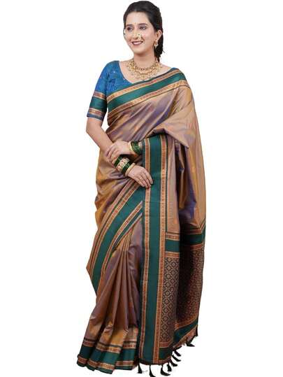 JZGZR Women's Kanjivaram Soft Silk Saree With Blouse Piece 6.3metres
