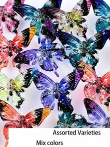 15pcs/Acrylic 3D Butterfly Beads, Random Color Distribution, Suitable For Decorating Pens, Keychains And Various Jewelry Projects, Including Bracelets, Necklaces And Earrings - Multicolor - View 5