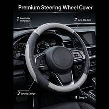 New Embossed Car Steering Wheel Cover With Colorful Patchwork Design, Inner Ring 15inch Steering Wheel Cover, Fits Original Car Model, Suitable For Multiple Car Models!! - Multicolor - View 4