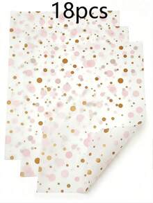8/18/36/55 Sheets White And Pink Gold Mixed Polka Dot Pattern Tissue Paper, Suitable For DIY Crafts, Party Gifts, Bouquet Wrapping, Clothing Packaging And Birthday Gift Decoration - White Background With Pink and Gold Polka Dots - View 7