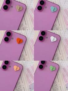 4pcs/8pcs Random Color Macaron Heart-Shaped Adhesive Hooks DIY Accessories Phone Case Decor With Back Glue - Multicolor - View 6