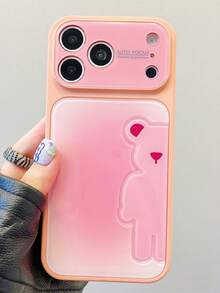 Luxury Bear Pattern Phone Case With Precise Camera Cutout, Full Coverage TPU Soft Edge + PC Hard Backplate, Smooth Texture, Cute Colorful Gradient Tie Dye Half-Bear Design, Compatible With IPhone 17 Pro Max, 16 Pro Max, 15 Pro Max, 14 Pro Max, 13 Pro Max, 17 Pro, 16 Pro, 15 Pro, 14 Pro, 17, 16, 15, 14, 13 - Pink - View 1