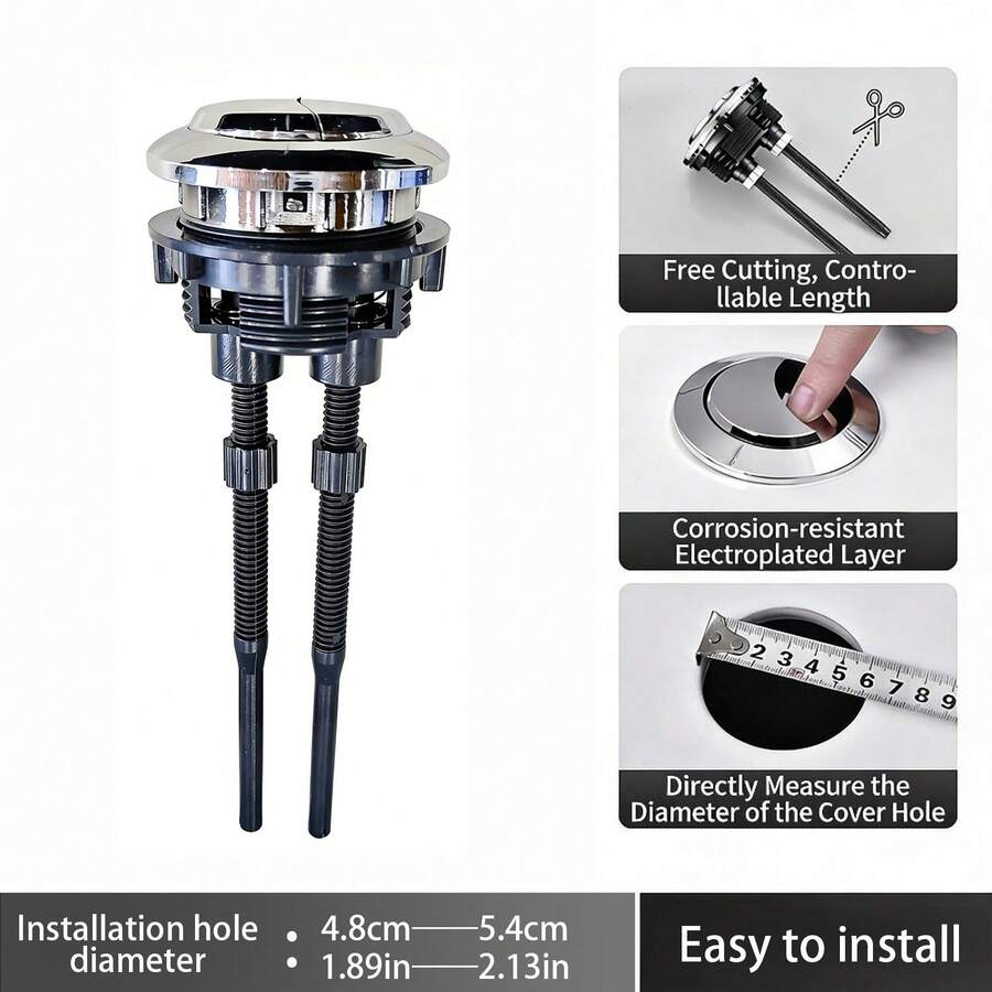 2pcs/Set Universal Dual Flush Toilet Tank Button, Round Flush Valve Button, Suitable For Toilet Seat Tank Valve, Bathroom Replacement Parts, Toilet Accessories, Flush Button - 6 cm - View 1