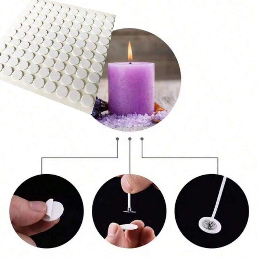 Heat-Resistant Candle Wick PE Foam Double-Sided Adhesive Sticker: Strong Adhesion, Double-Sided, Easy To Apply, For DIY Candle Making - White, 15mm Diameter - View 1