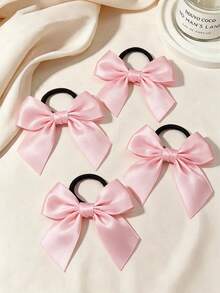 6pcs Girls Fashion Bow Ribbon Hair Ties Hair Ropes Vintage Elegant Style Hair Bands Suitable For Daily Wear, Outings, Travel, High Ponytail, Autumn Outfit, Hair Accessories, Women Hair Ornaments - Black, White, Pink - View 7