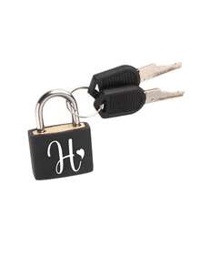 White Heart Letter Pattern Portable Small Luggage Padlock, Padlock With 2 Keys, Black Shell Luggage Lock, Compact And Sturdy, Luggage Lock, Mini Luggage Padlock, Travel Bag Metal Key Lock, Durable, Small Copper Lock With Shell, Backpack, Suitcase, Laptop Bag, Back To School, Graduation Season Gift - Multicolor - View 25