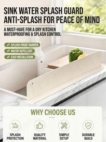 1pc 40CM Silicone Sink Splash Guard, Suction Cup Kitchen Countertop Splash Barrier, Foldable Splash Guard, Modern Solid Color Sink Protector, Kitchen Accessories, Apartment Essentials, Bathroom Home Storage - View 2