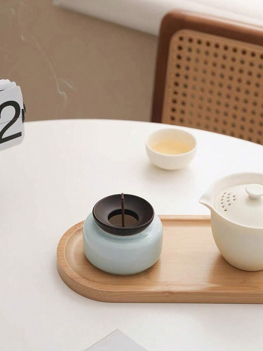 Light Blue Ceramic Incense Burner, Creative Incense Holder Base, New Incense Stick Holder, Multi-Functional Fragrance Decor, Suitable For Home And Hotel, Blue Helps Expand Business, Increase Career Development, Calm Irritation And Anxiety - WUZUN Incense Holder - View 1