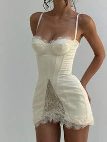 Women Short Dresses - Apricot - View 7