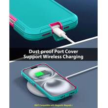 Durable 3-In-1 Protective Case Compatible With IPhone, Galaxy, HONOR And Other Phones - Aqua Blue + Rose Red - View 7