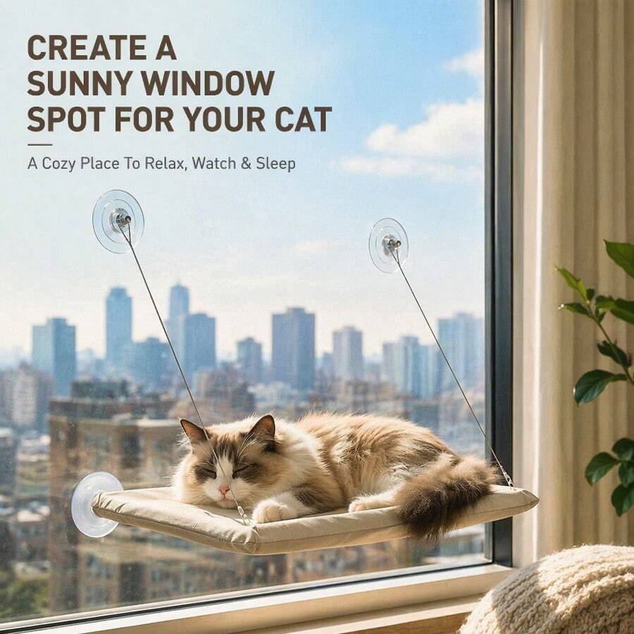 Cat Hammock Hanging Cat Bed Cat Nest Kitten Climbing Frame Sun Window Seat Bed Weight Capacity 15kg - one-size - View 1