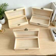 1pc Wooden Storage Box - Handmade, Jewelry & Cosmetics Organizer, Desktop Accessory, Gift Box, Keepsake Box, Ample Storage Space, Suitable For Home Organization, Perfect For Storing Jewelry And Cosmetics, (Slight Color Variation In Wood Is Normal) - Multicolor - View 5