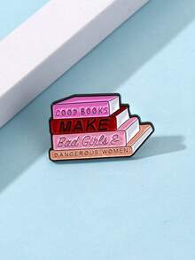 1pc Cute Alloy Knowledge Book Brooch, Creative Card Book Coffee Badge - Multicolor - View 7