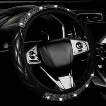 1PC Glittering Artificial Diamond Car Steering Wheel Cover, Bubble Net Pattern Handlebard Cover, Elastic Design With No Inner Ring, Suitable For O-Shaped And D-Shaped Steering Wheels, Size 15 Inches, Universal For Men And Women. - Multicolor - View 9