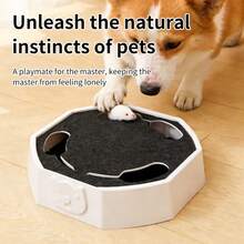 Portable Rechargeable Electric Interactive Cat Toy, Bionic Realistic Random Moving Plush Mouse Maze Box, One-Touch Start, 4-Speed Modes, Non-Slip Base, Entertainment Toy For Indoor Kittens And Puppies - Multicolor - View 6
