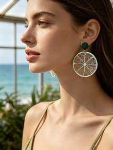 Lemon Green Casual Dangle Earrings - Green - View 1