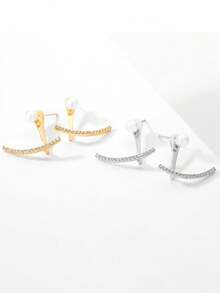 2pcs/Set Cubic Zirconia Stud Earrings, Hypoallergenic Crystal Jewelry, Elegant Women's Earrings - Multicolor - View 3